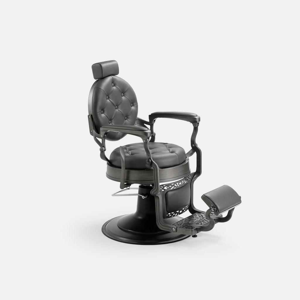 DDUUEETT Barberstoel Mack Brushed Grey - Grey Leather