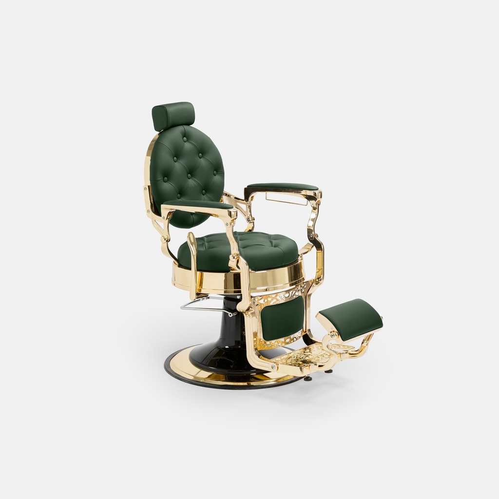 DDUUEETT Barberstoel Mack Gold - Green Leather
