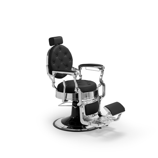 [800311] DDUUEETT Barberstoel Mack Silver - Black Leather