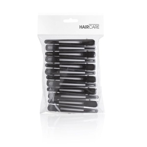 Haircare Clips Plastic/Alu Zwart 10cm 12 Stuks