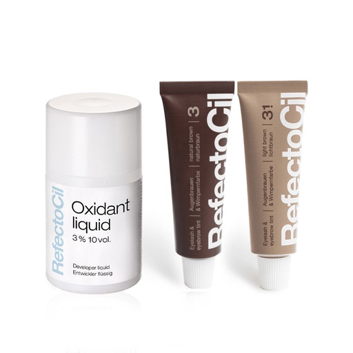 [1007035] Refectocil Set Nr. 3 Natuurbruin + Nr. 3.1 Lichtbruin + Liquid Oxidant 100ml