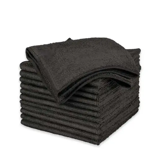 [700540] Sibel Microfiber Handdoek Zwart 45x85cm 12 Stuks